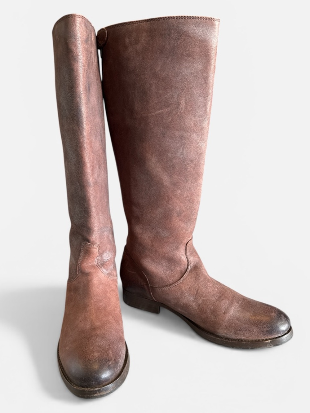 Frye Melissa Lug Back Zip Tall Boots in Dark Brown